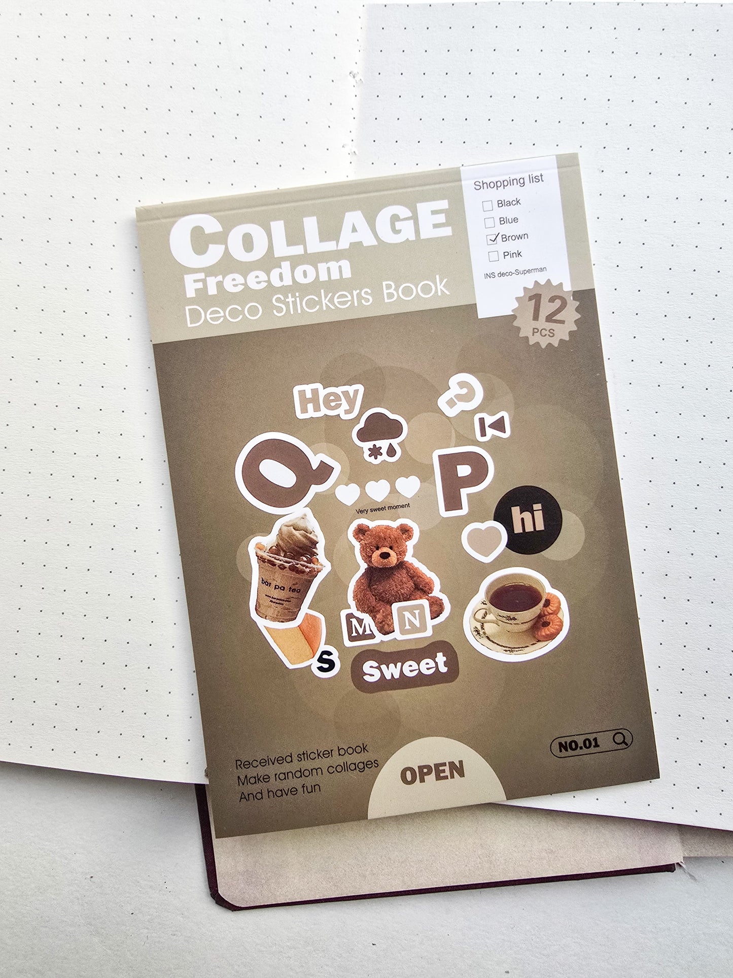 Wxth|G-6| Journal Paper Sticker Book Brown | 12 Pages Pre Cut Sticker