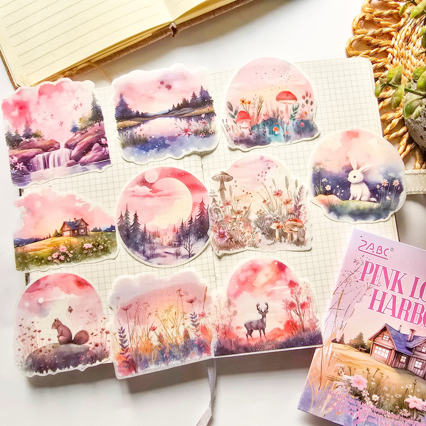 HHXZ603|G-2| - sticker package Flower Sea Boat Series Landscape Landscaping Special Oil and Paper Cut Film Handbook Material