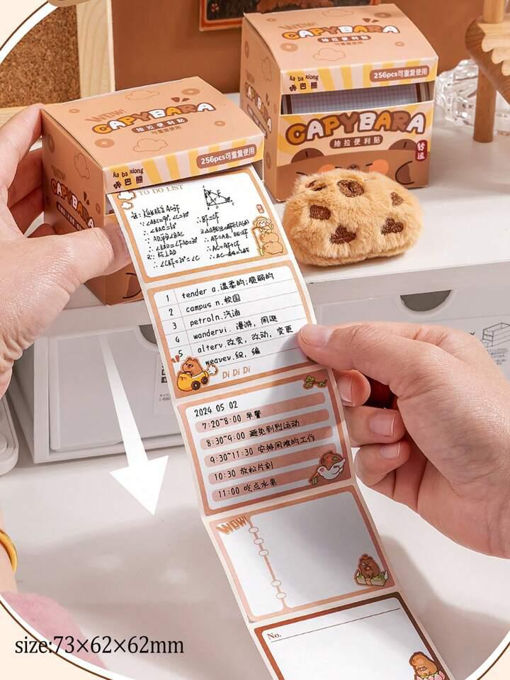 SN-06-256 Capybara | Sticky Notes | 256 pcs Kawaii Sticker Roll Brown