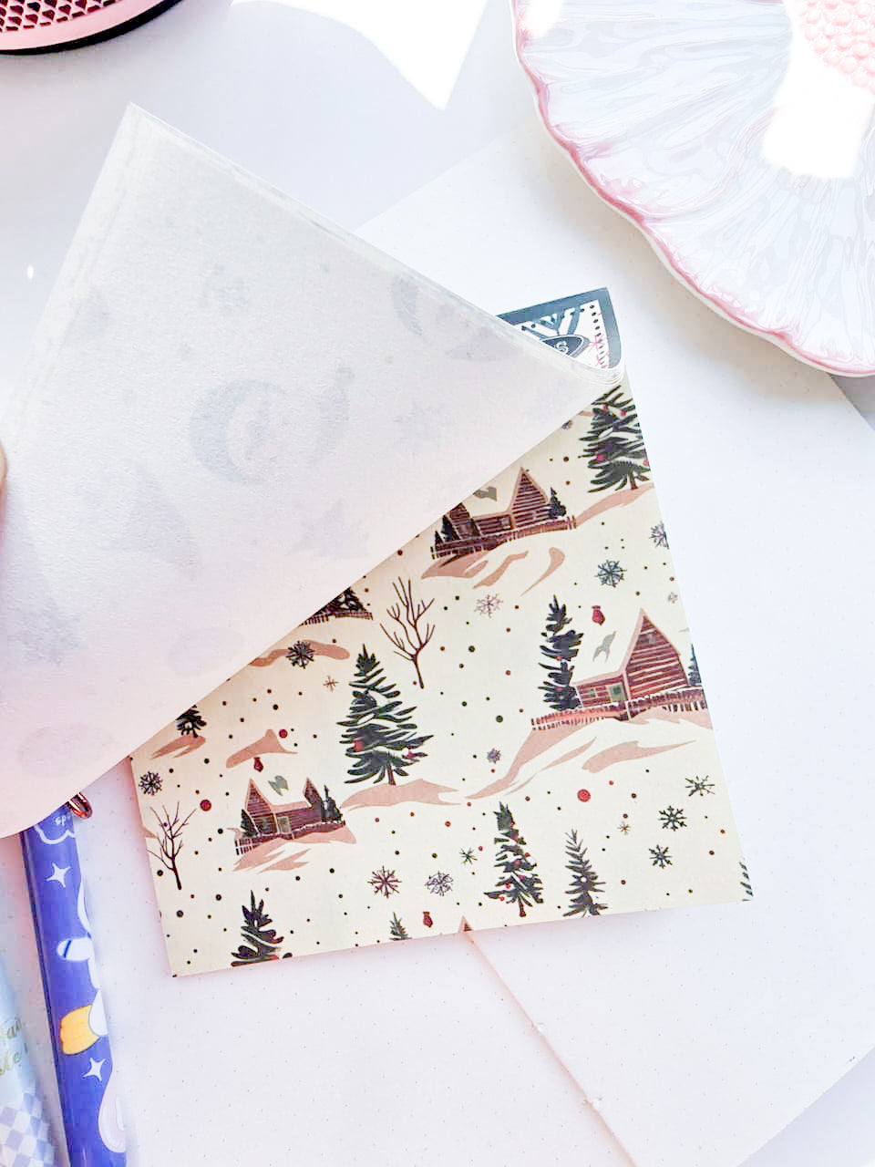 NXSG-605|G-4| First Snow Christmas| Journal Paper| Floral Vintage Paper| Green Theme|120*120mm 30 Pcs