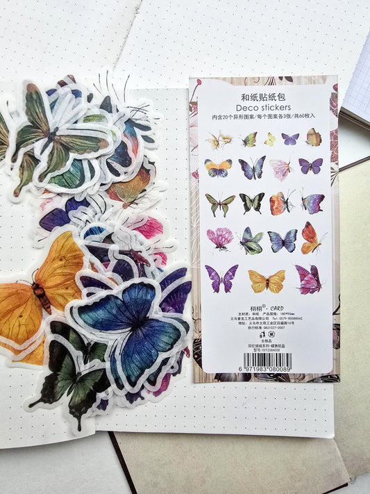Xxtz08a008|G-1| Translucent Deco Sticker Butterfly Series | 20*3 60pcs