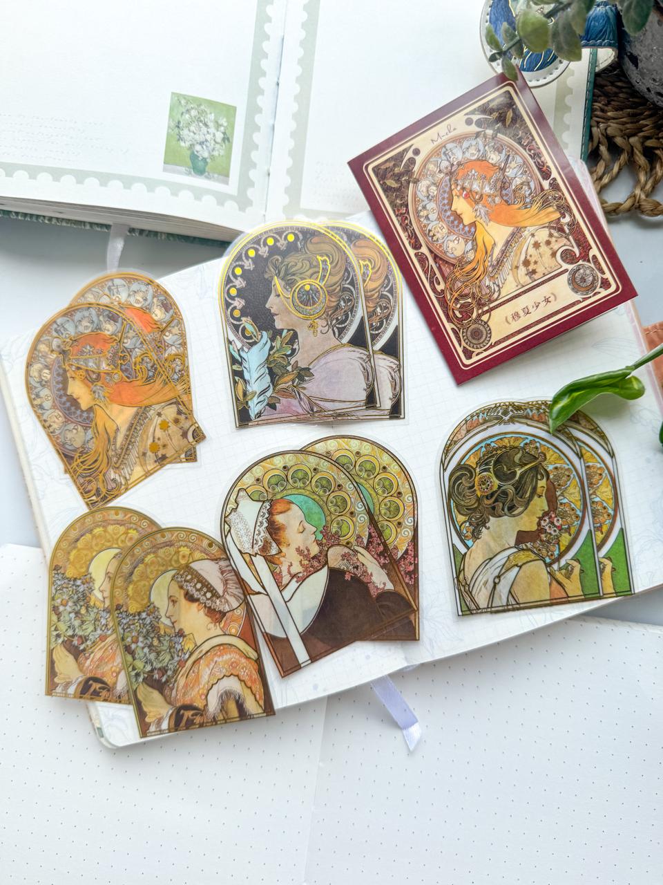 MHD-MXSN005|G-2|  Vintage Character Transparent Stickers | 5 Designs 2 Each | 10 Stickers Total