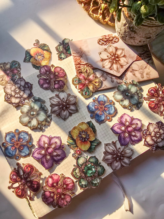 MG024-0964 |G-2|-Yan Ji stickers colorful glaze series butterfly gem small objects handbook decoration material 20 pieces 6 types|Gemestone Flower