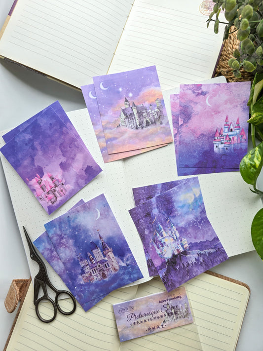 MHD-JSRH003-Scenery Theme Transparent Stickers | 80x100mm | 5 Designs 2 Each | 10 Stickers Total