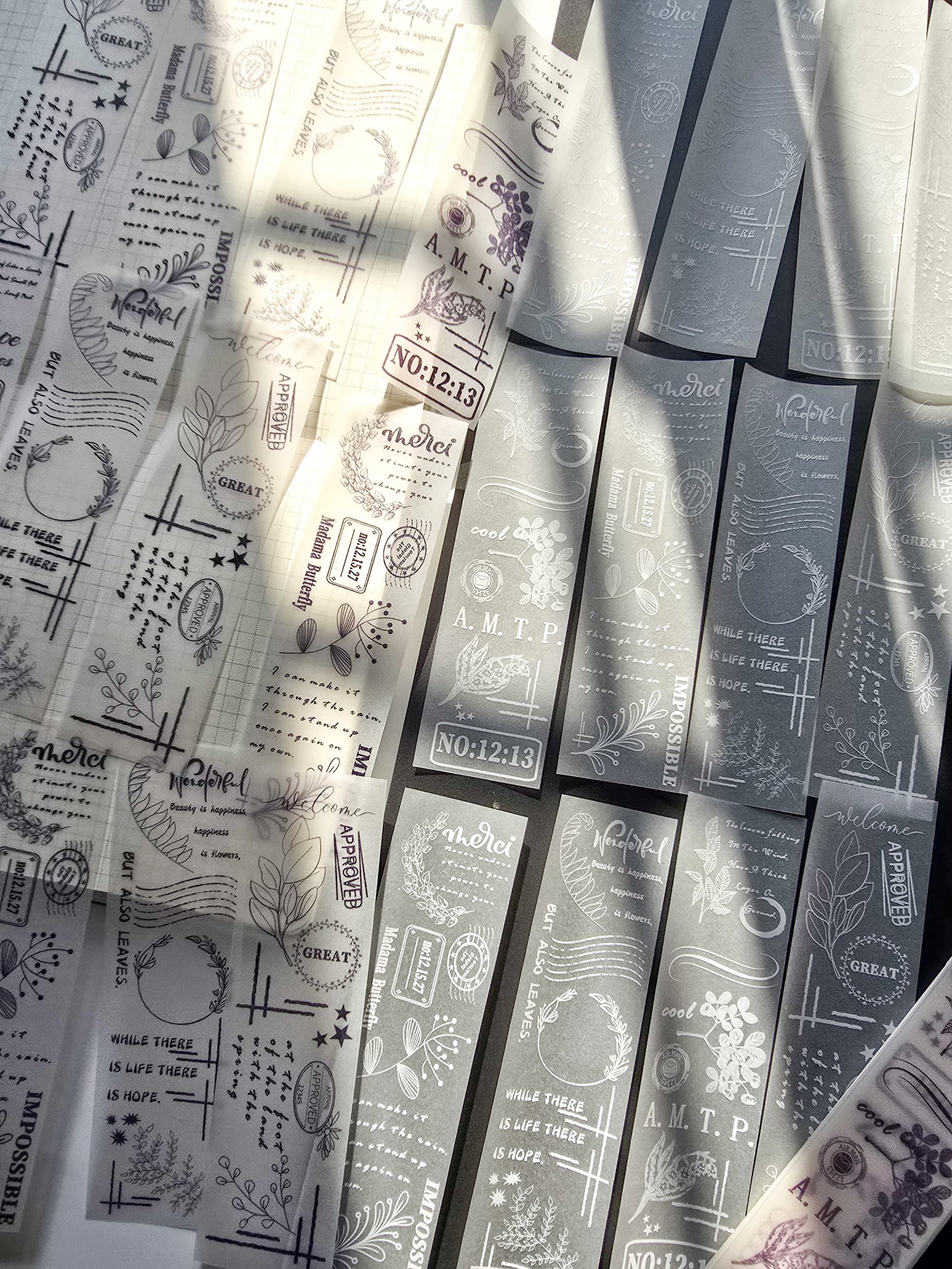NNHY807 - sticker this murmur flower series creative retro sulphuric acid paper white ink hand account material 30 sheets into