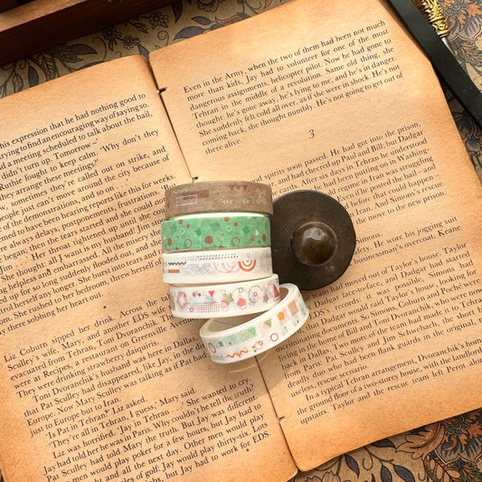 HZ01B-#4 Washi Tape Set | Length 2mtr Each | 5 Pcs Set | Width 10mm each