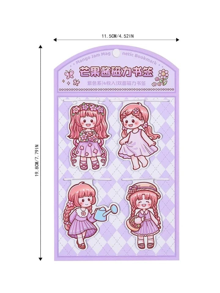 Kqmgjclsq-400|G-9| Magnetic Bookmark 4pcs | Translucent Sticker 1 Sheet Random Design