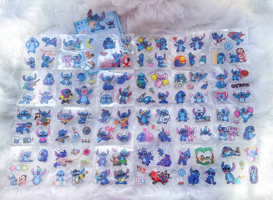 CYD-E #1 STITCH and SCRUMP| Cute Cartoon Character Transparent Sticker| 80x80mm