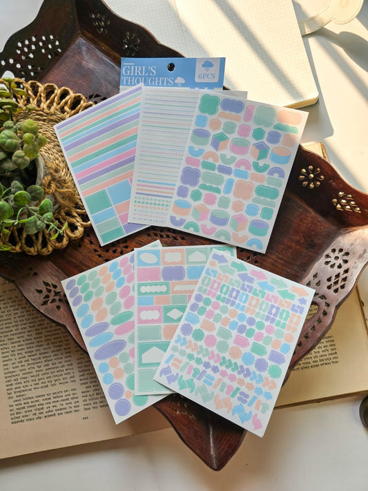 GBRJT401 - Sticker Package Flower Sea Boat Series Landscape Landscaping Special Oil and Paper Cut Film Handbook Material (Pastel)