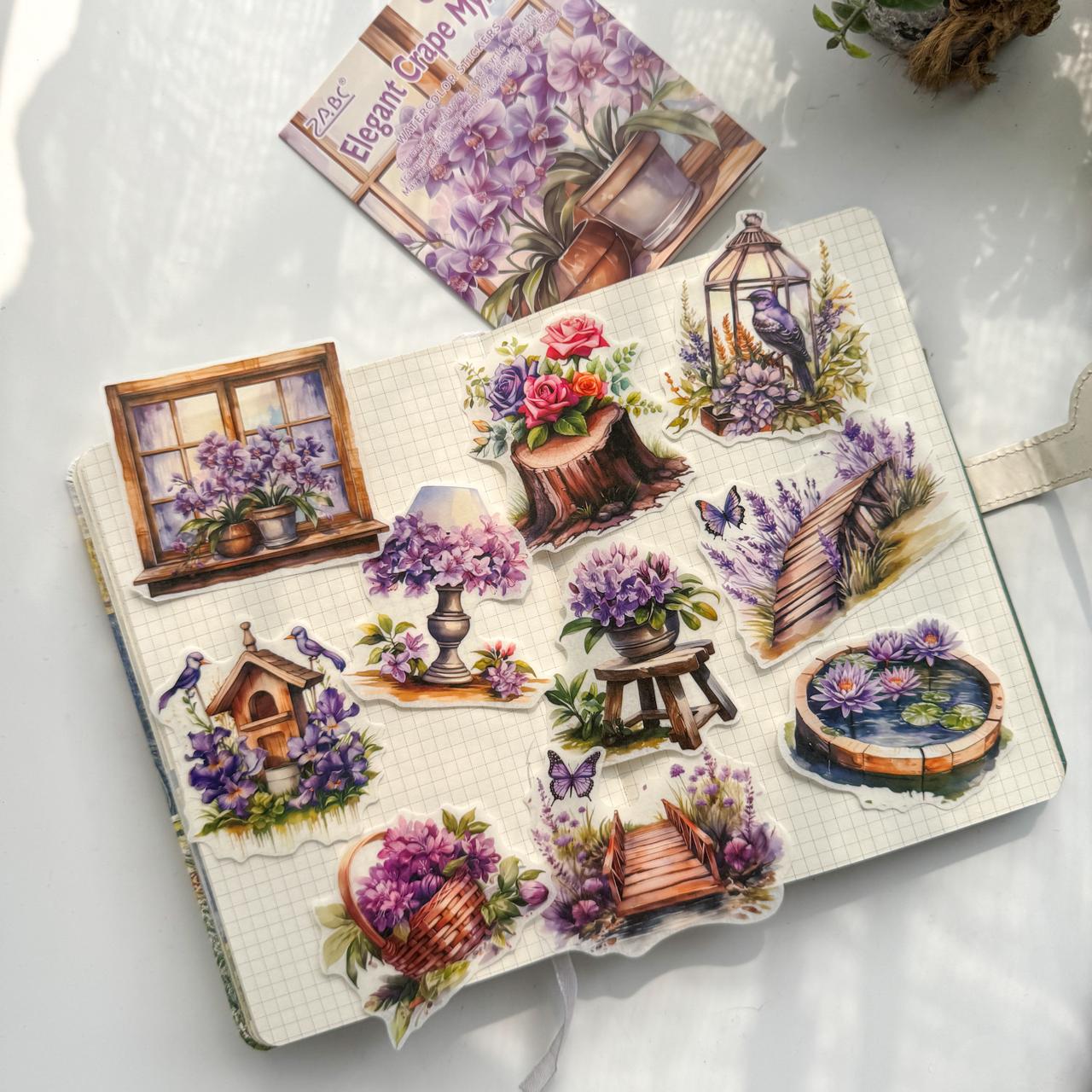 FHXY605 -Ssticker bag flowers elegant series special oil and paper hand curtain sticker background creative sticker