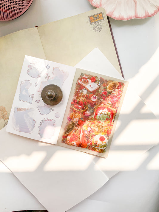 XYYH-402| Fairy Tale Character Sticker Book| Little Prince Pet & Washi Sticker| 150*100mm 20Pcs|Red Theme