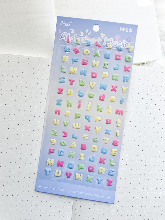 Ygth807|G-9| Alphabet Magic Fluffy Sticker 3D | 1 Sheet 100*185mm