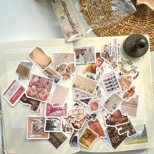 FGHSJ601 - sticker bag retro recycling set series hand account material mobile phone box creative stickers