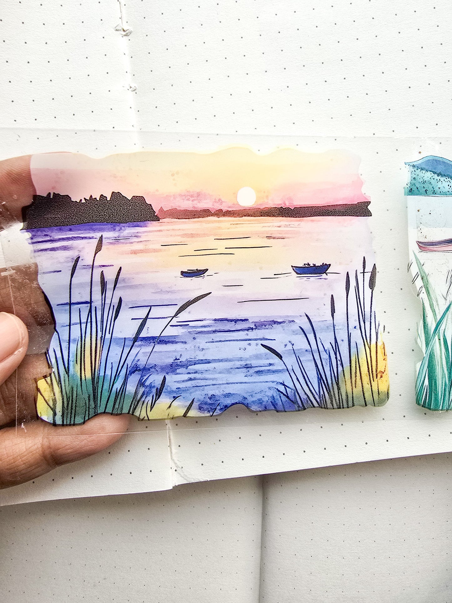 Lyly202-4 Sunset Greek Scenery Precut Sticker Roll