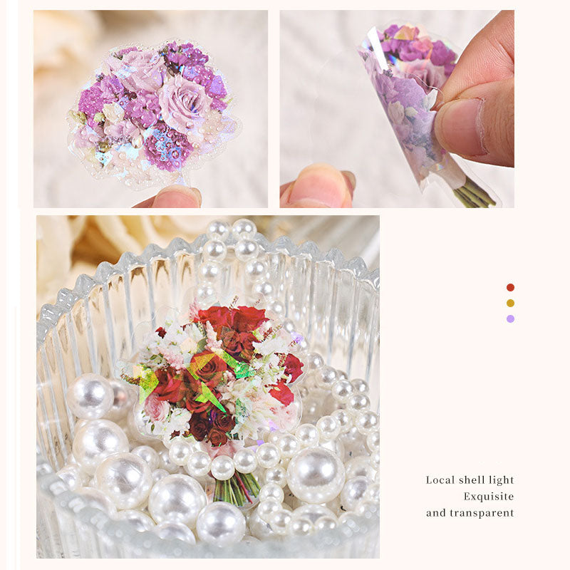 AYSQ0602 - sticker pack love four series waterproof pet laser shell DIY hand account material 30