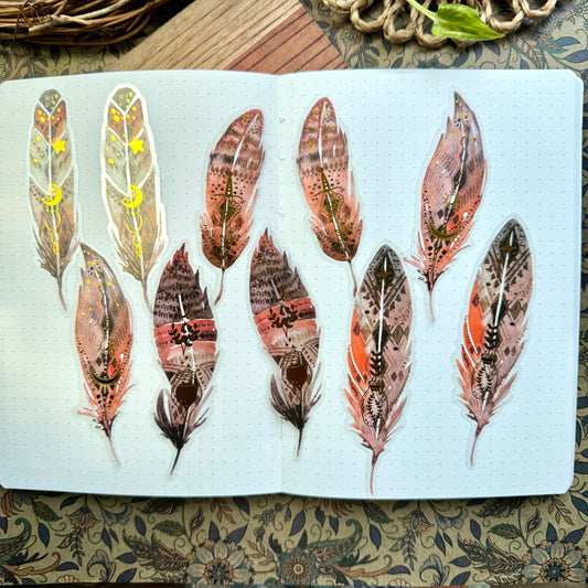 Tz2207zzr -e Transparent Pet sticker  foil Feather collection Big | 10 pc