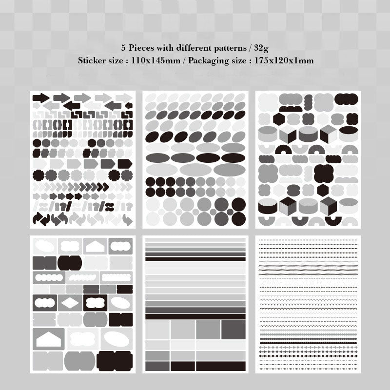 GBRJT403 - sticker package Flower Sea Boat Series Landscape Landscaping Special Oil and Paper Cut Film Handbook Material (Black & White)