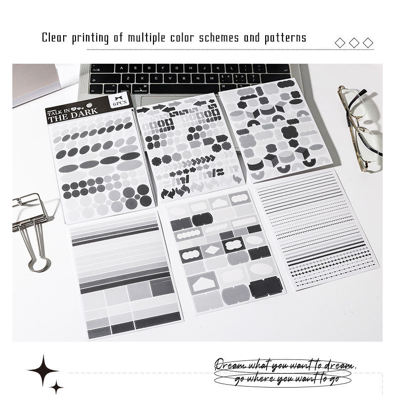 GBRJT403 - sticker package Flower Sea Boat Series Landscape Landscaping Special Oil and Paper Cut Film Handbook Material (Black & White)