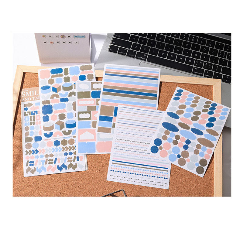 GBRJT404|G-1|  sticker package Flower Sea Boat Series Landscape Landscaping Special Oil and Paper Cut Film Handbook Material(Pink & Blue)