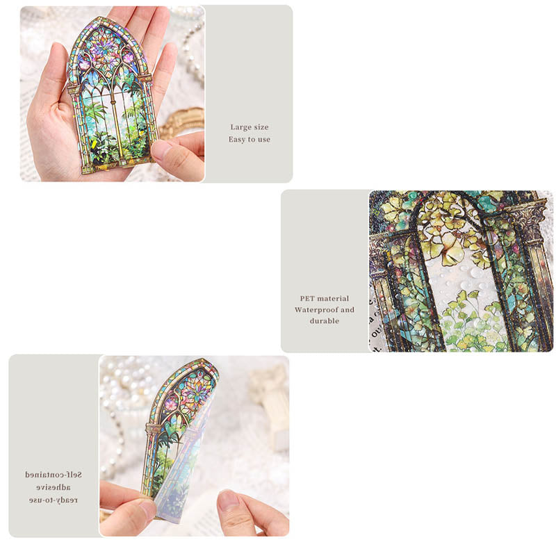 CJHS603 - sticker window Jing color series laser retro hand curtain waterproof PET material sticker