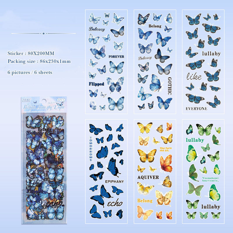 CYLG602|G-1|  sticker colorful wings streamer series butterfly cutting film hand account pet creative hand account material sticker