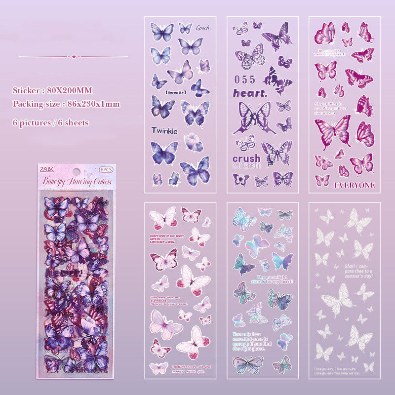 CYLG604|G-1|  sticker colorful wings streamer series butterfly cutting film hand account pet creative hand account material sticker