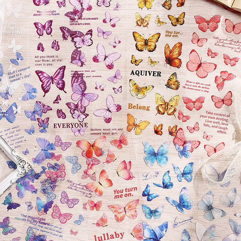 CYLG604|G-1|  sticker colorful wings streamer series butterfly cutting film hand account pet creative hand account material sticker
