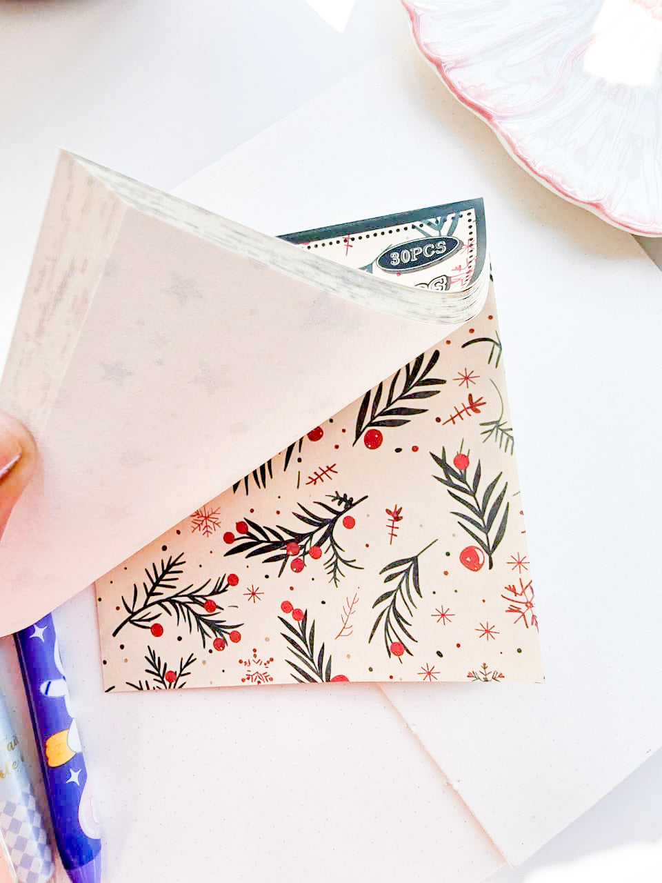 NXSG-605|G-4| First Snow Christmas| Journal Paper| Floral Vintage Paper| Green Theme|120*120mm 30 Pcs