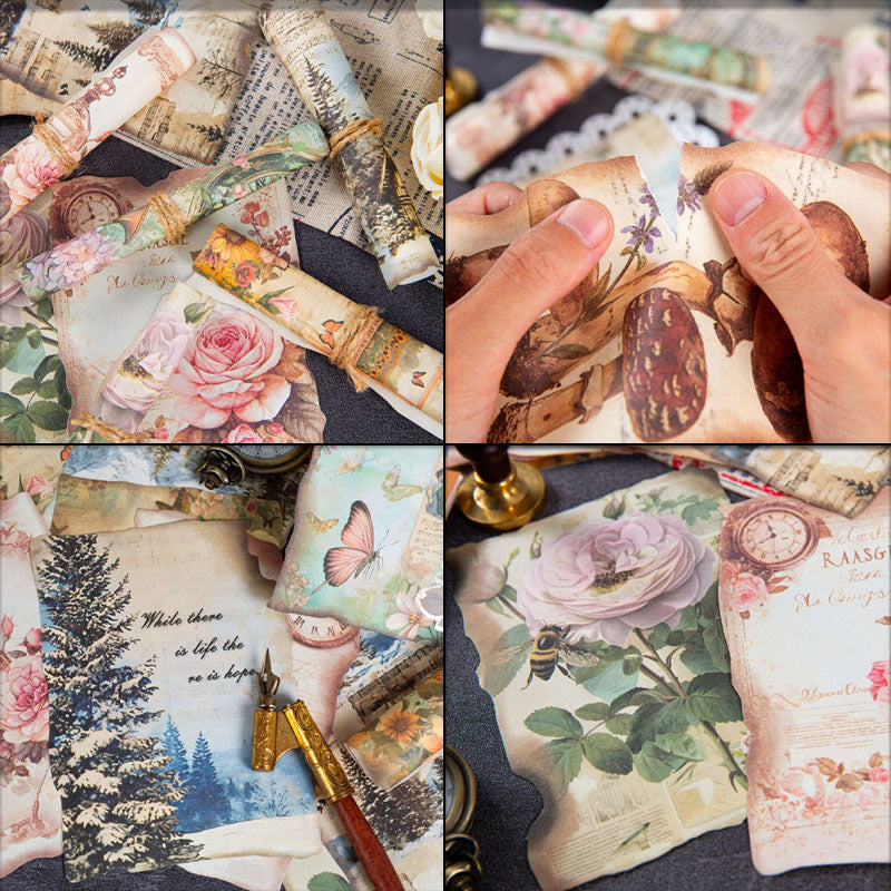 WZXC-BGLSJ006  Dark Phantom Material Paper Delier Fantasy Series Retro Burnt Style Notebook Material 24 Sheets 6 Types |G-4|