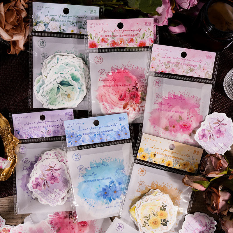 EXA2308285 Diy Blooming Paper Cutout Sticker 30Pc