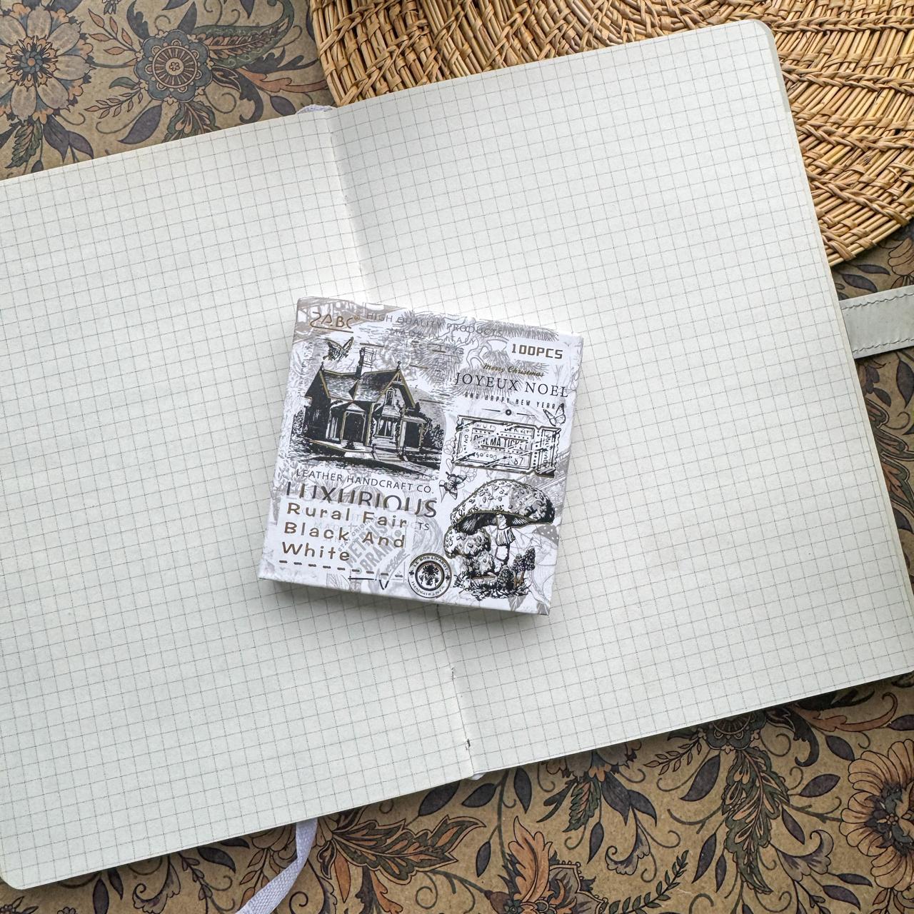 EYSY0404 - 100 sheets sticker box black & white|sticker candy heart langu series children cute sticker waterproof pet hand account diy film card