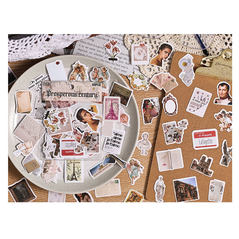 FGHSJ601 - sticker bag retro recycling set series hand account material mobile phone box creative stickers