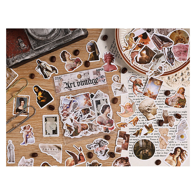 FGHSJ602 - sticker bag retro recycling set series hand account material mobile phone box creative stickers