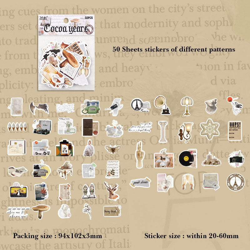 FGHSJ604 - sticker bag retro recycling set series hand account material mobile phone box creative stickers