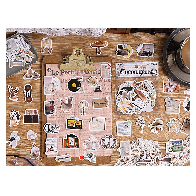 FGHSJ604 - sticker bag retro recycling set series hand account material mobile phone box creative stickers