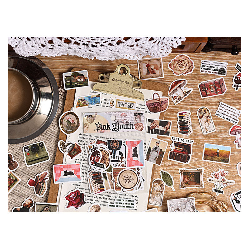 FGHSJ605|G4| - sticker bag retro recycling set series hand account material mobile phone box creative stickers