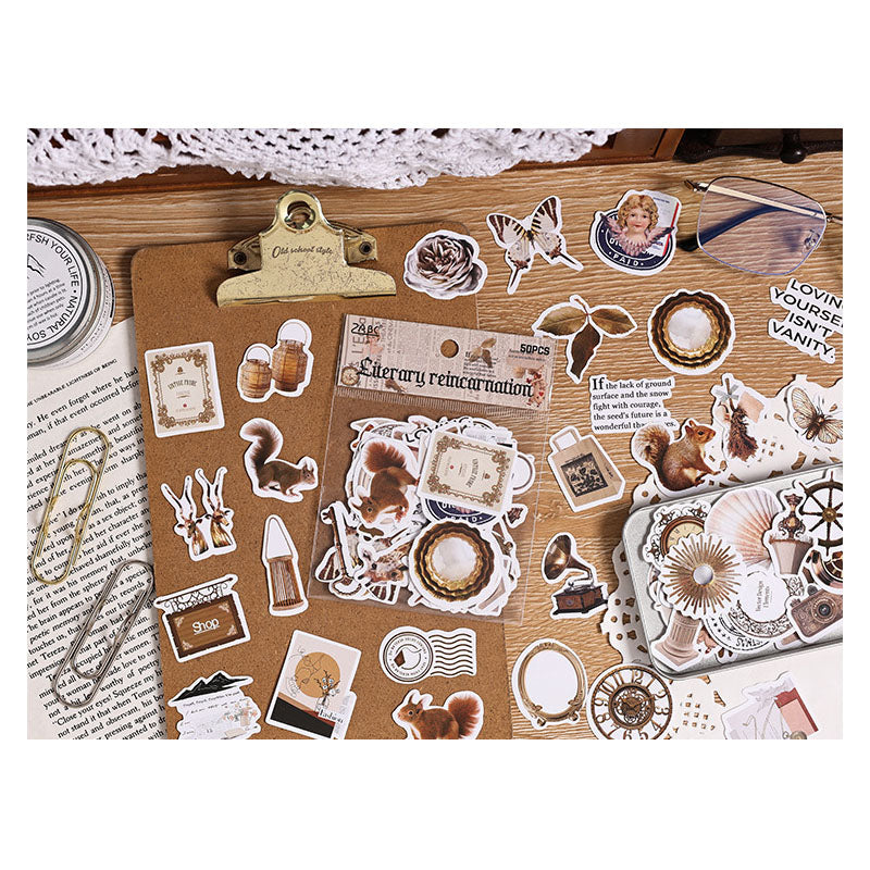 FGHSJ606 - sticker bag retro recycling set series hand account material mobile phone box creative stickers
