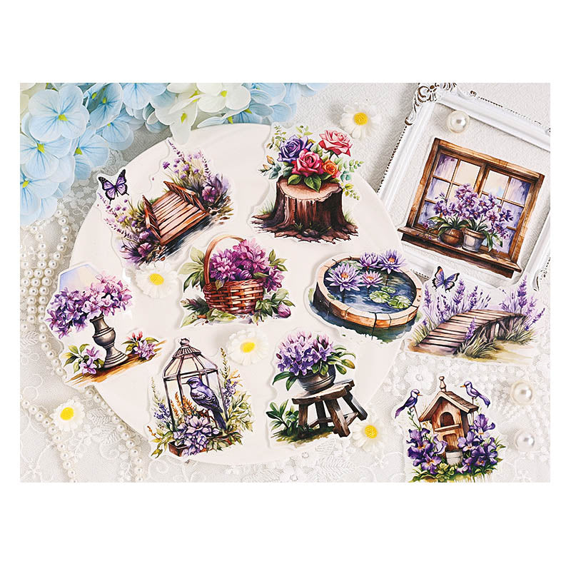 FHXY605 -Ssticker bag flowers elegant series special oil and paper hand curtain sticker background creative sticker