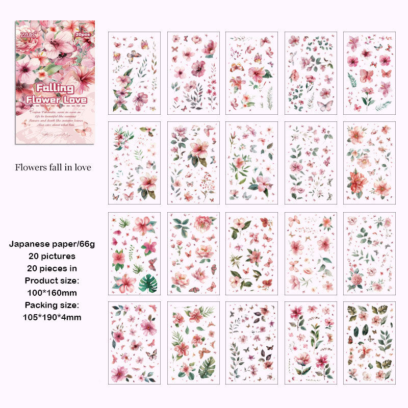 FHYX806|G-6| - sticker book Flower image series Large quantity die-cut stickers Retro material creative stickers