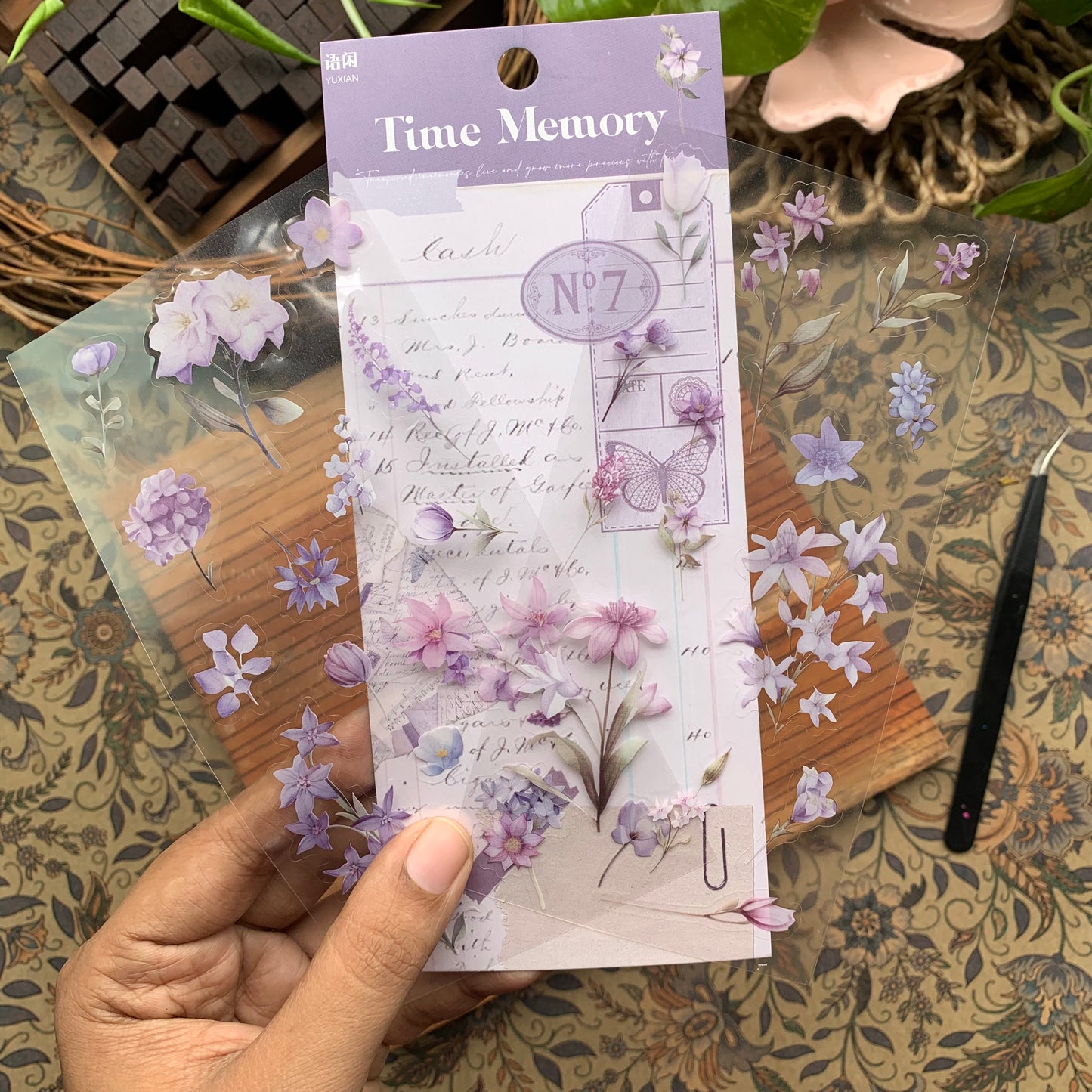Tz7402C|G-10| Time Memory Flower Sticker Pack 2 Sheets
