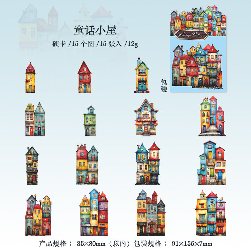 MHD-GGXW004|G-2| -Vintage Home Paper Stickers | 35 X 80 mm | 15 Designs 1 Each | 15 Stickers Total