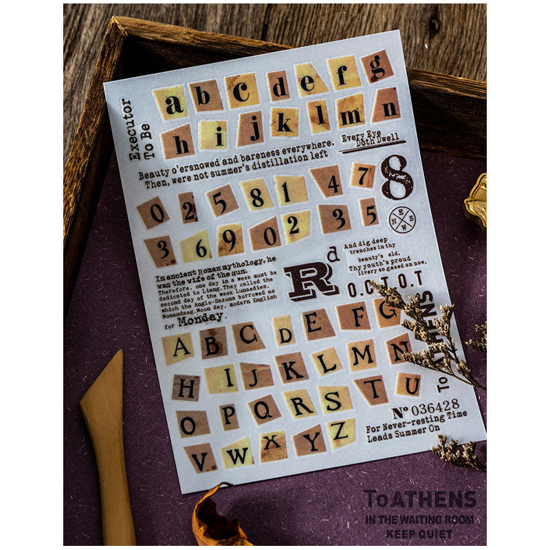 HGD-MMRZ004-Ketchup Girl Transfer Sticker Password Log Series Digital Letters Traceless Handbook Material Sticker 2 Sheets 6 Types