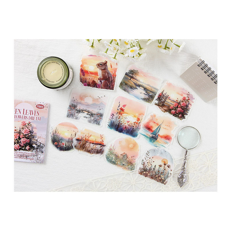 HHXZ601|G-2| - sticker package Flower Sea Boat Series Landscape Landscaping Special Oil and Paper Cut Film Handbook Material