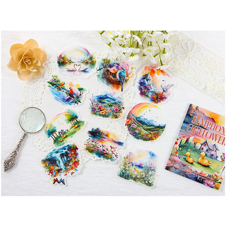 HHXZ606|G-2| - sticker package Flower Sea Boat Series Landscape Landscaping Special Oil and Paper Cut Film Handbook Material