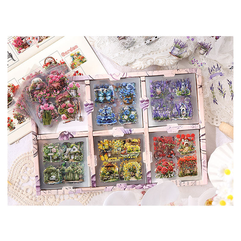 HYPX101 - boxed stickers flower shadow lightly series retro creative hand account film DIY material set