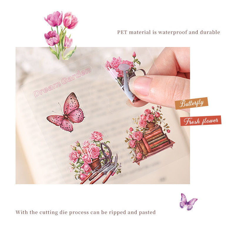 HYPX101 - boxed stickers flower shadow lightly series retro creative hand account film DIY material set