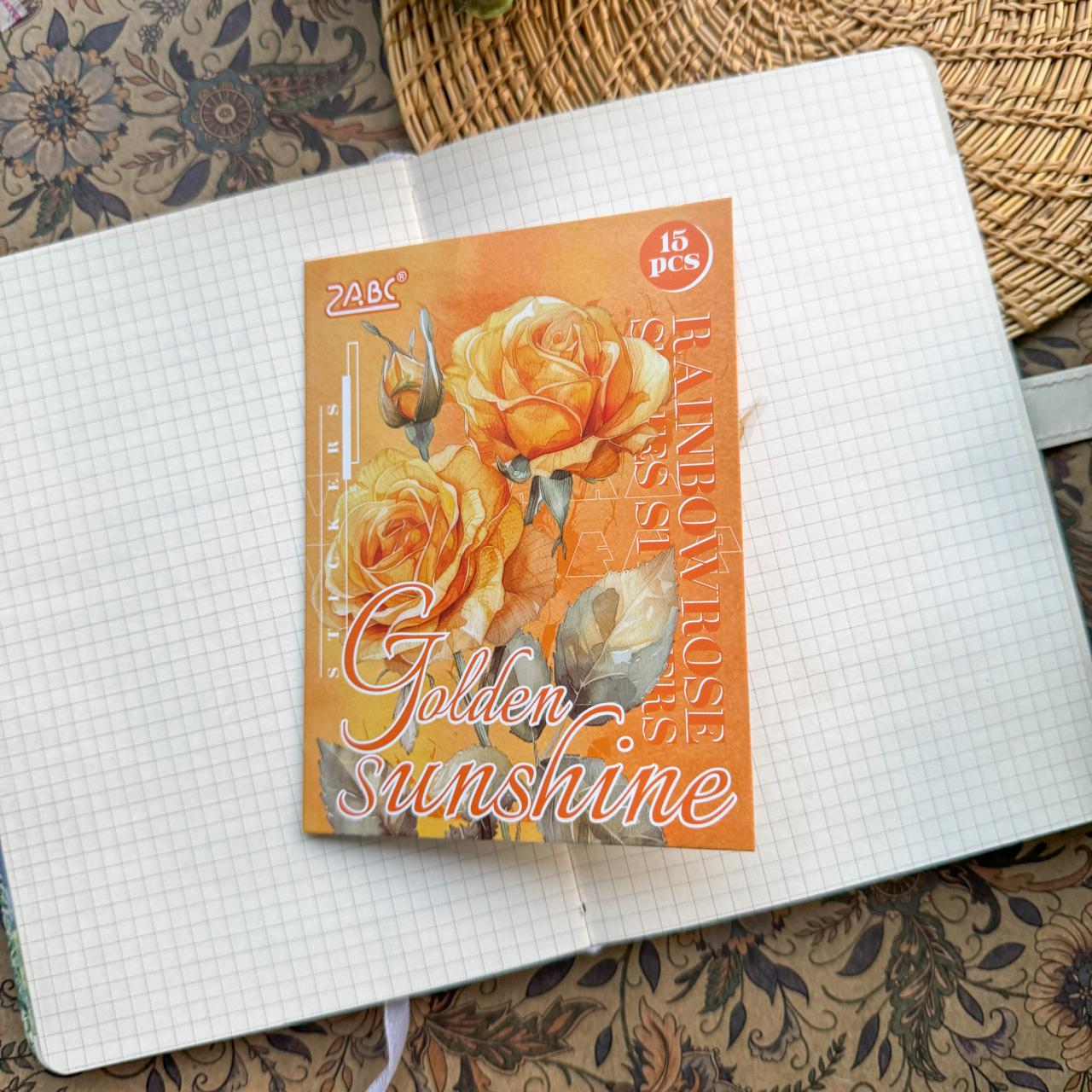 HCMG604|G-1| - sticker pack rainbow rose series of flowers waterproof pet hand account material sticker 15 into (Yellow)