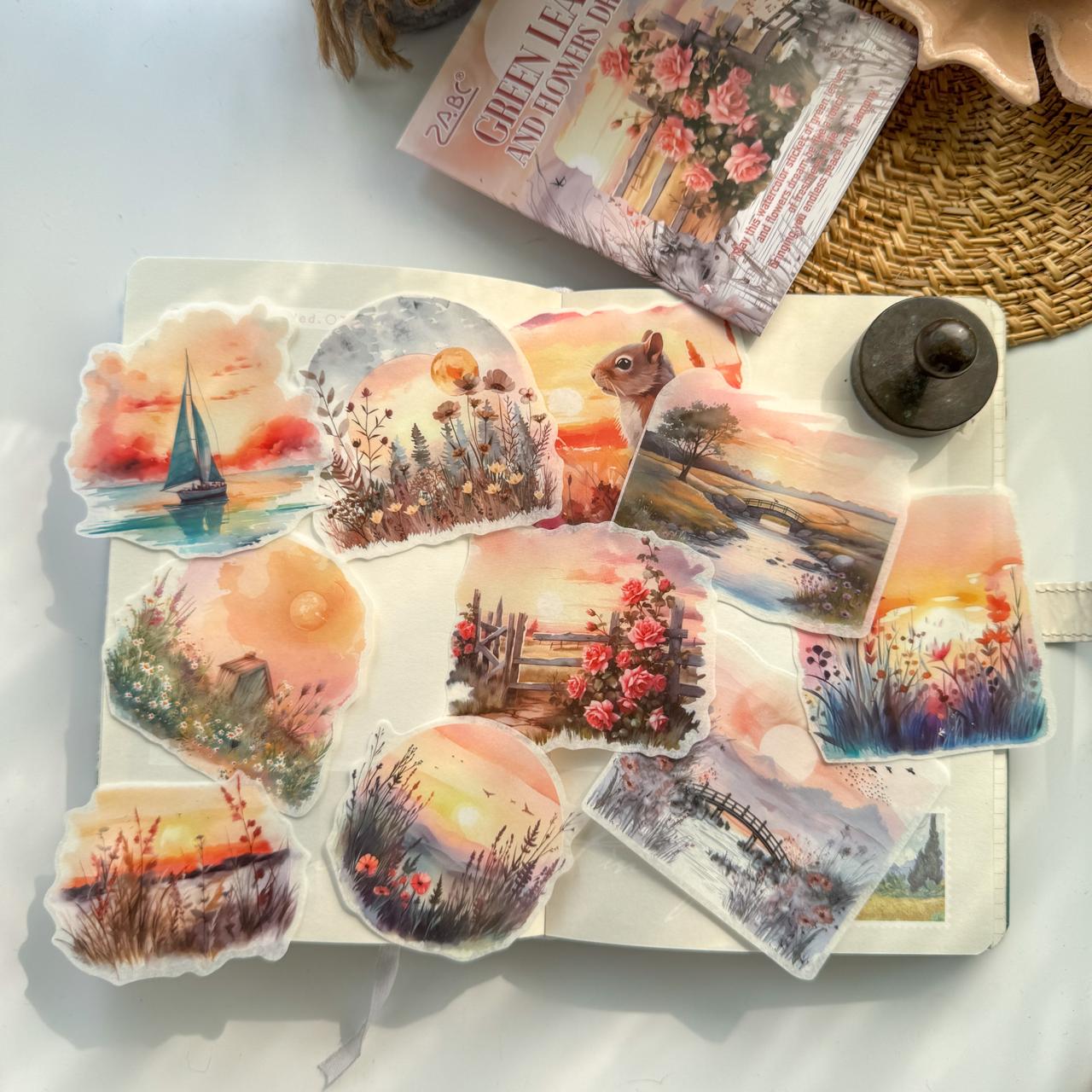 HHXZ601|G-2| - sticker package Flower Sea Boat Series Landscape Landscaping Special Oil and Paper Cut Film Handbook Material