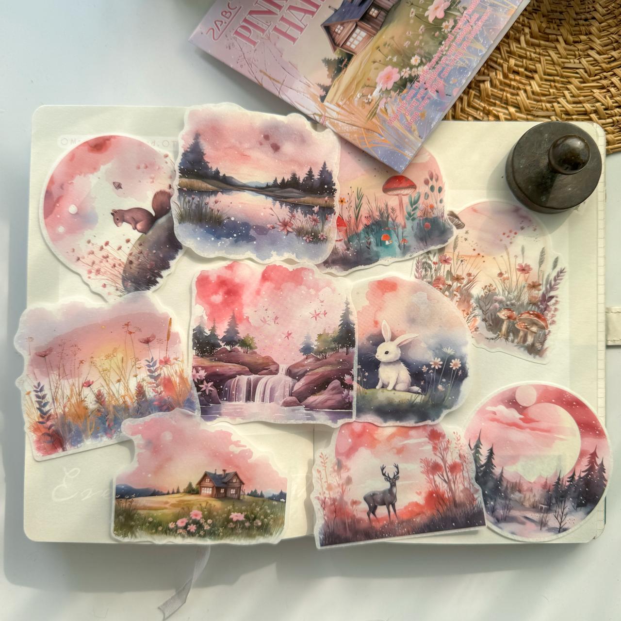 HHXZ603|G-2| - sticker package Flower Sea Boat Series Landscape Landscaping Special Oil and Paper Cut Film Handbook Material