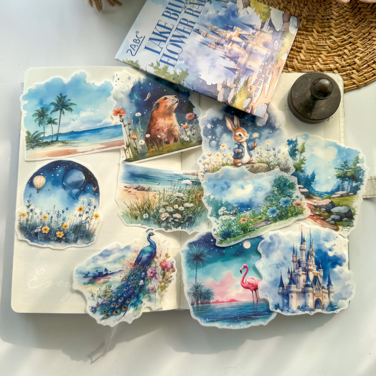 HHXZ604|G-2| - sticker package Flower Sea Boat Series Landscape Landscaping Special Oil and Paper Cut Film Handbook Material